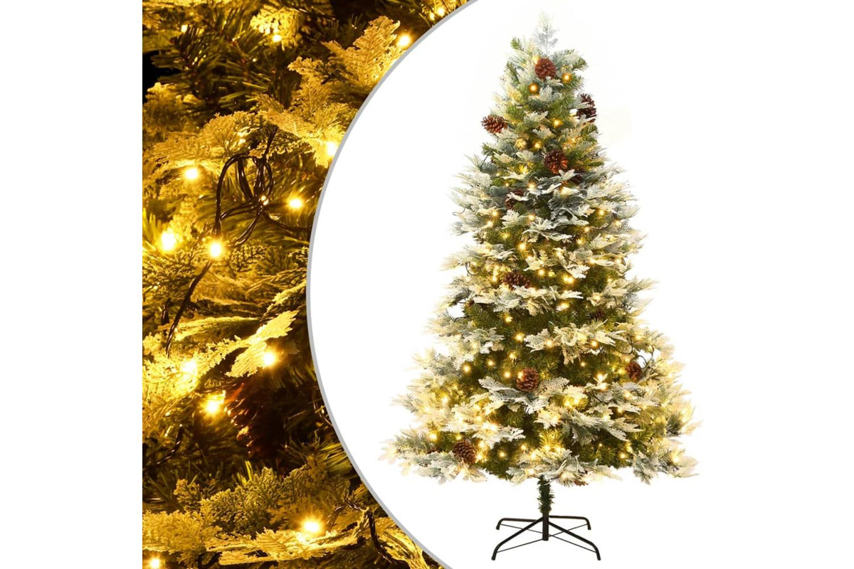 Vidaxl Pre-lit Christmas Tree With Pinecones Green 195 Cm Pvc