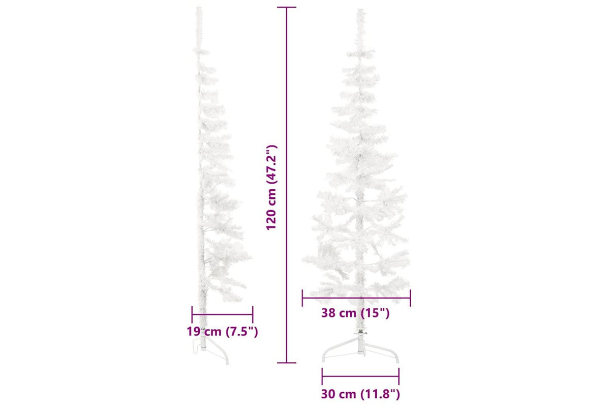 Vidaxl Slim Artificial Half Christmas Tree With Stand White 120 Cm-8