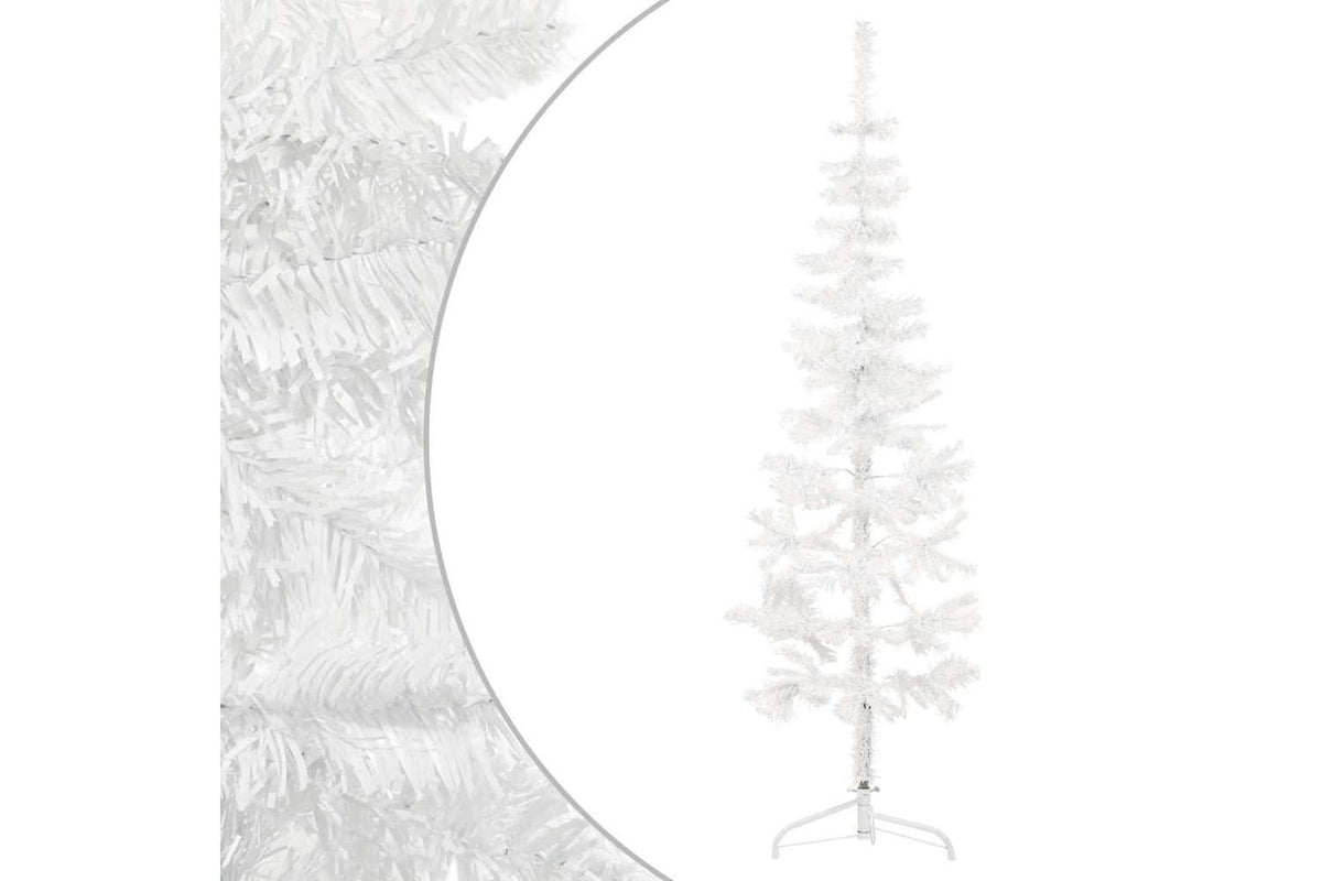 Vidaxl Slim Artificial Half Christmas Tree With Stand White 150 Cm-2