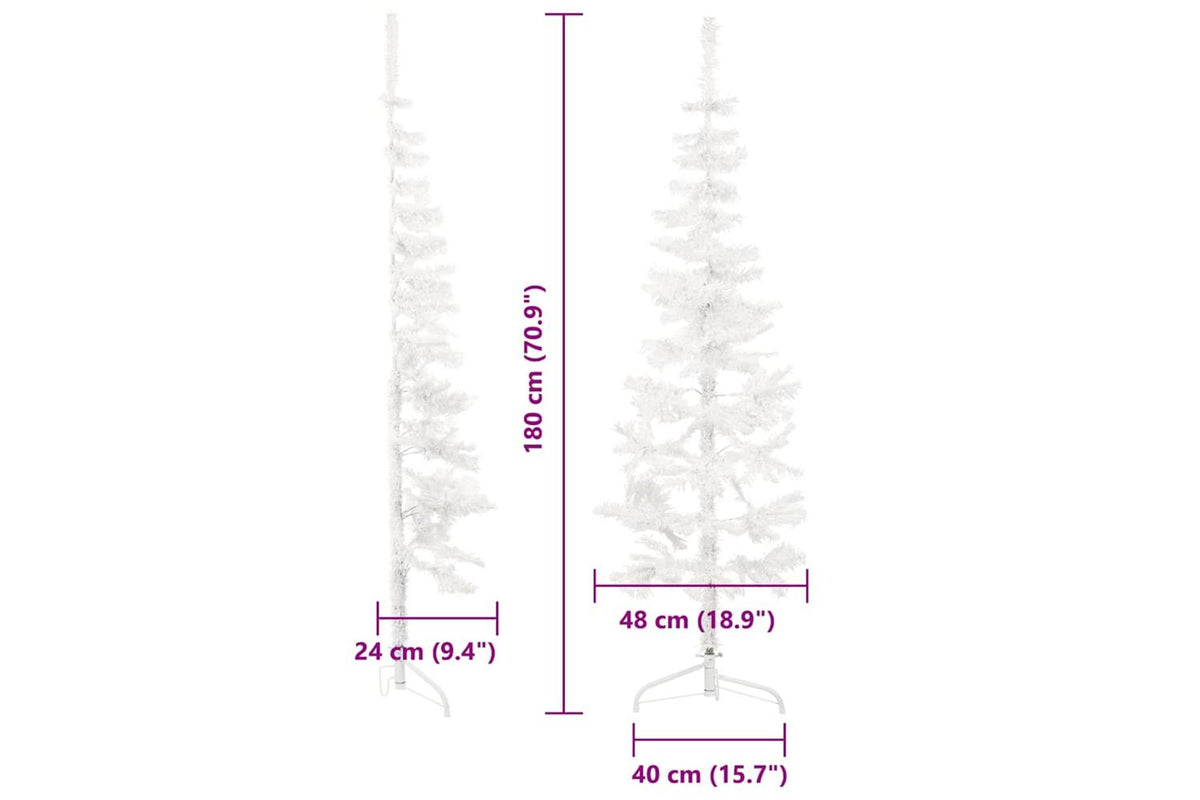 Vidaxl Slim Artificial Half Christmas Tree With Stand White 180 Cm-9
