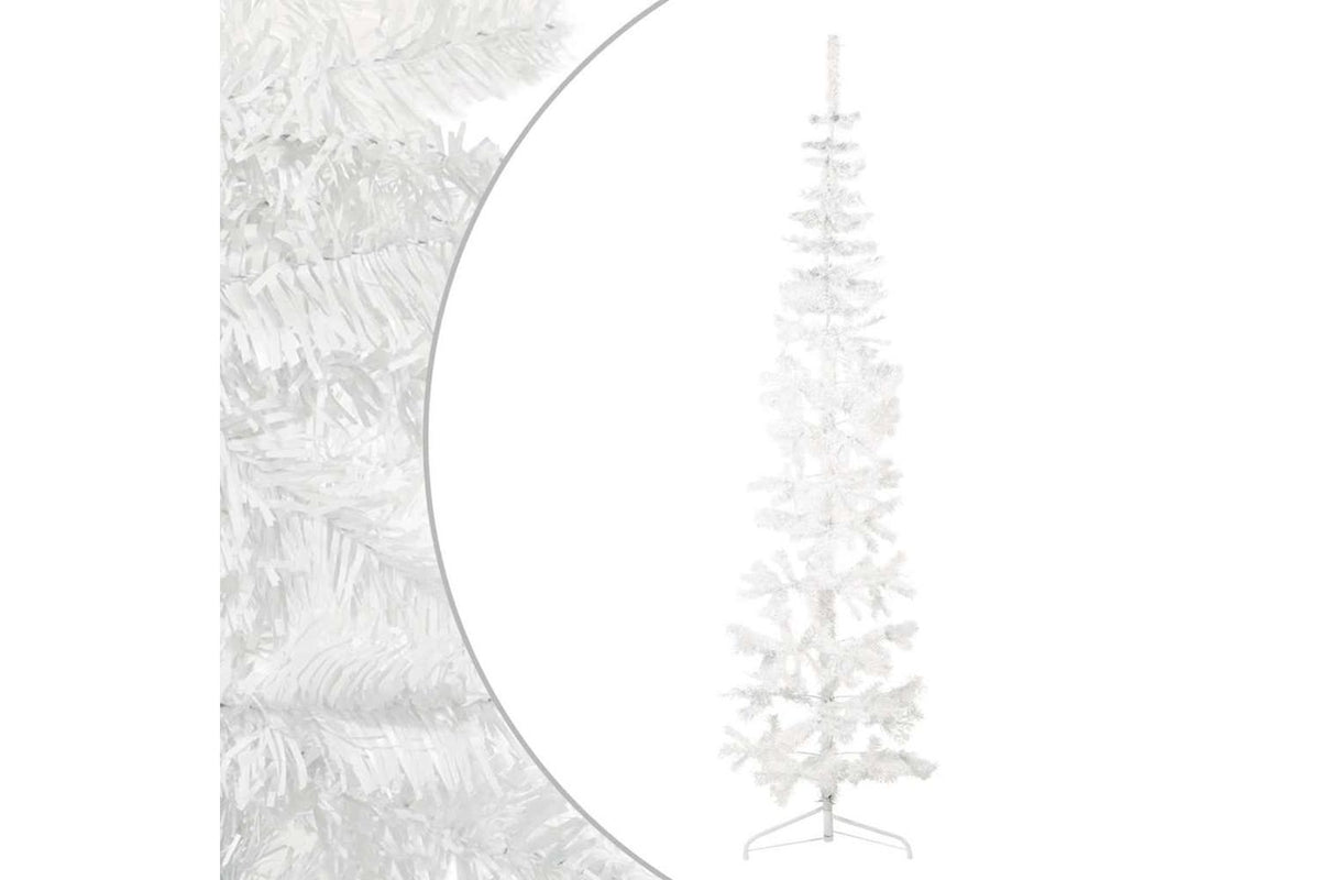 Vidaxl Slim Artificial Half Christmas Tree With Stand White 210 Cm-3