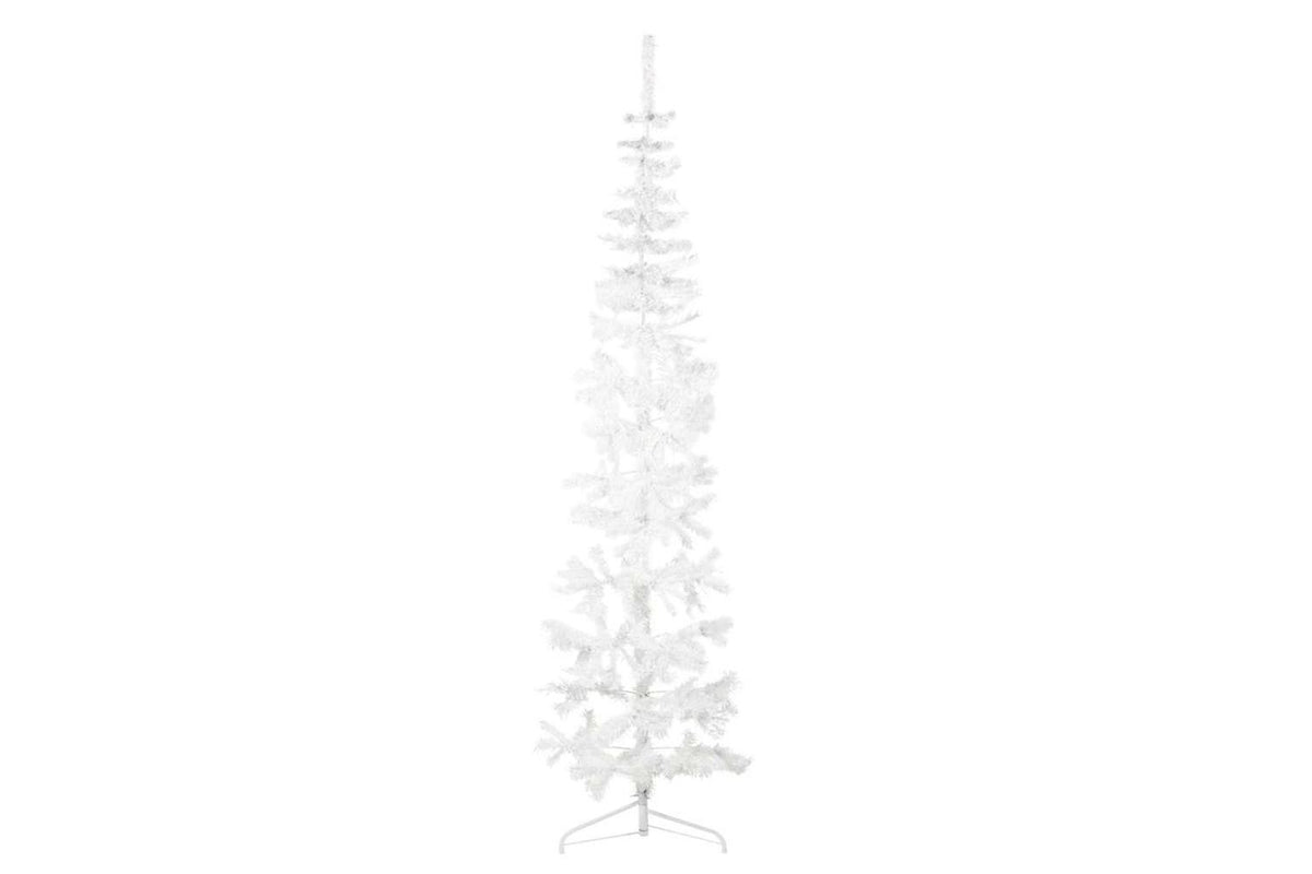 Vidaxl Slim Artificial Half Christmas Tree With Stand White 240 Cm