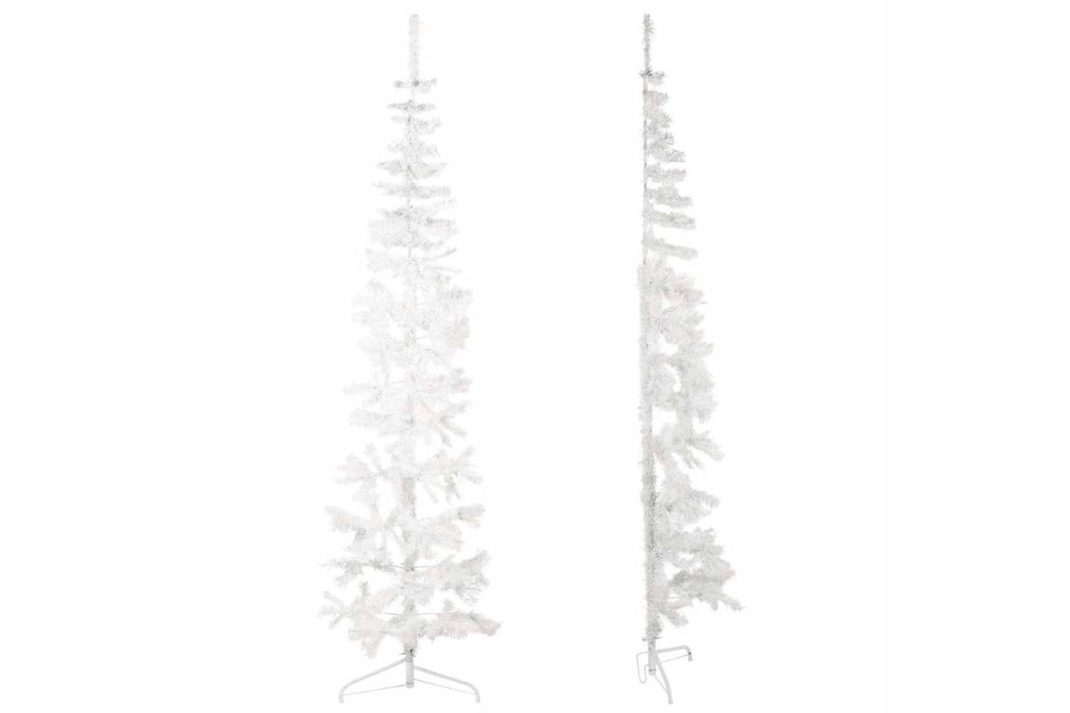 Vidaxl Slim Artificial Half Christmas Tree With Stand White 240 Cm-3