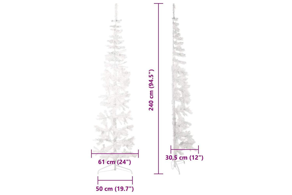 Vidaxl Slim Artificial Half Christmas Tree With Stand White 240 Cm-8