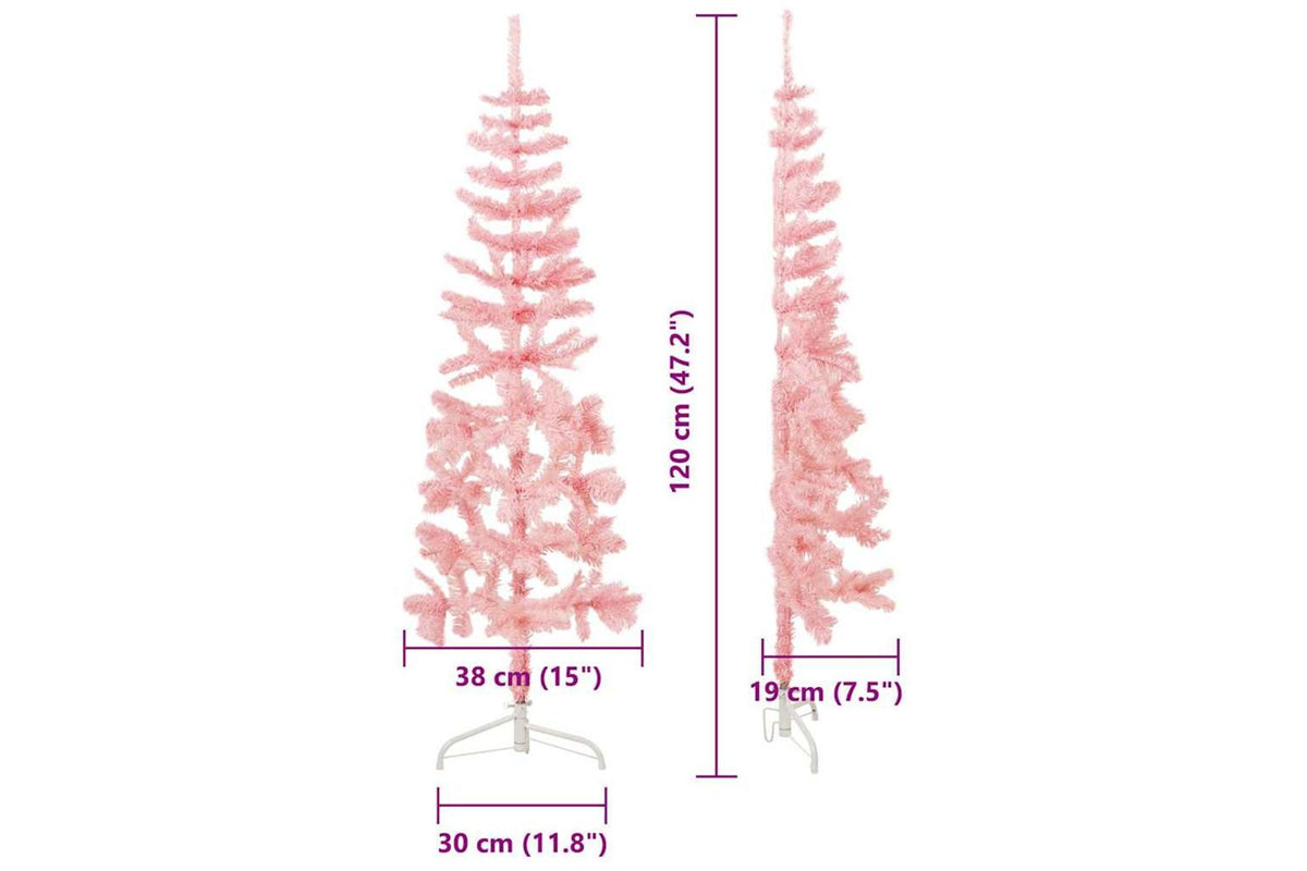 Vidaxl Slim Artificial Half Christmas Tree With Stand Pink 120 Cm-10