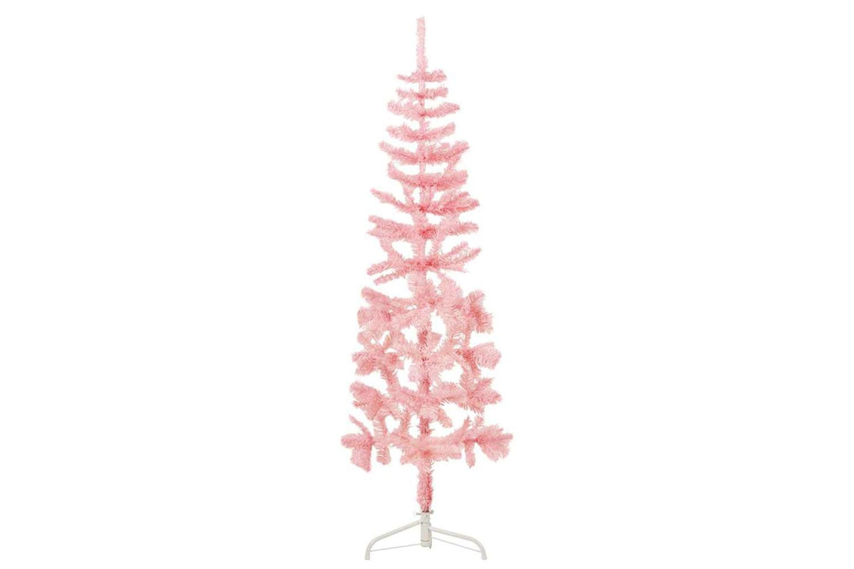 Vidaxl Slim Artificial Half Christmas Tree With Stand Pink 180 Cm-2