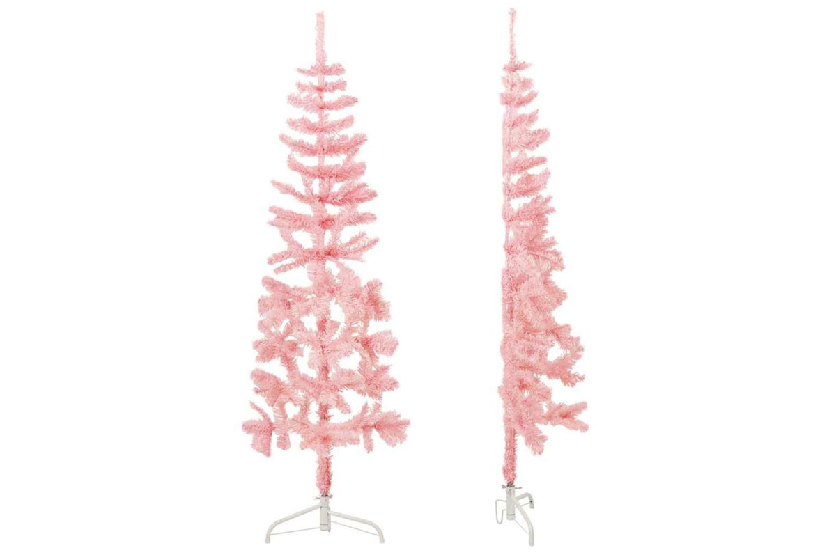 Vidaxl Slim Artificial Half Christmas Tree With Stand Pink 180 Cm-4