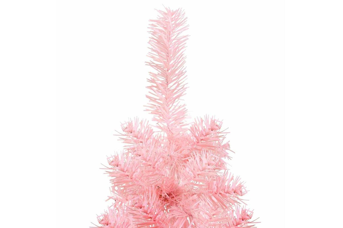 Vidaxl Slim Artificial Half Christmas Tree With Stand Pink 180 Cm-6