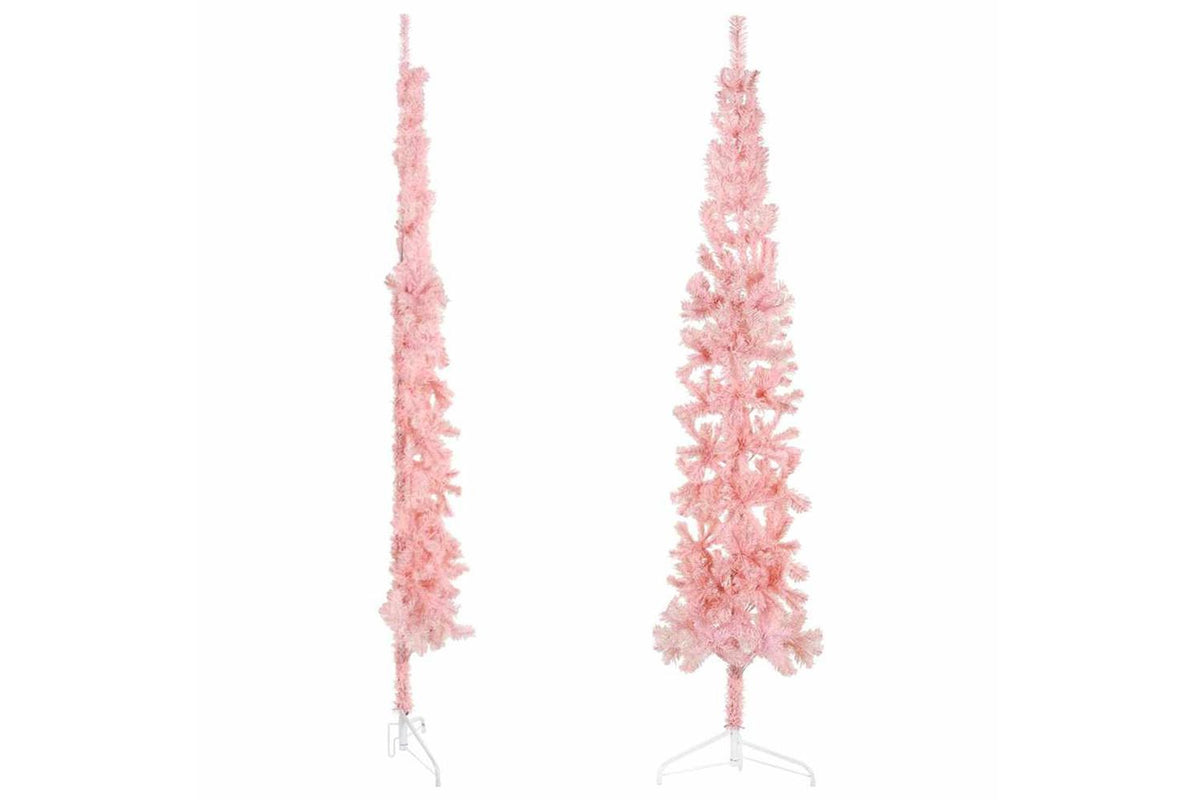 Vidaxl Slim Artificial Half Christmas Tree With Stand Pink 240 Cm-4