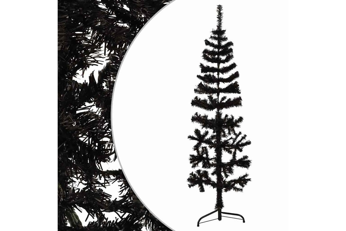 Vidaxl Slim Artificial Half Christmas Tree With Stand Black 120 Cm-2