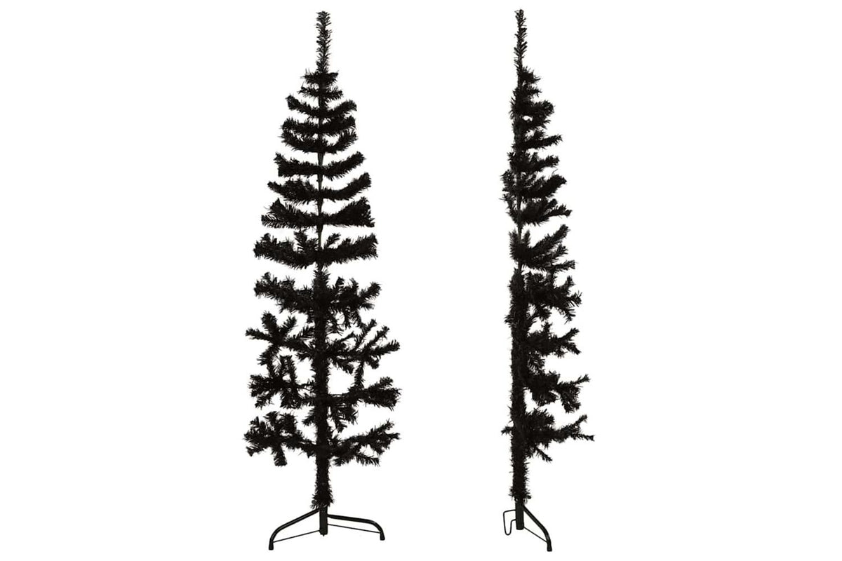 Vidaxl Slim Artificial Half Christmas Tree With Stand Black 120 Cm-3