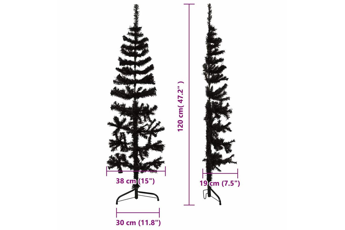 Vidaxl Slim Artificial Half Christmas Tree With Stand Black 120 Cm-8