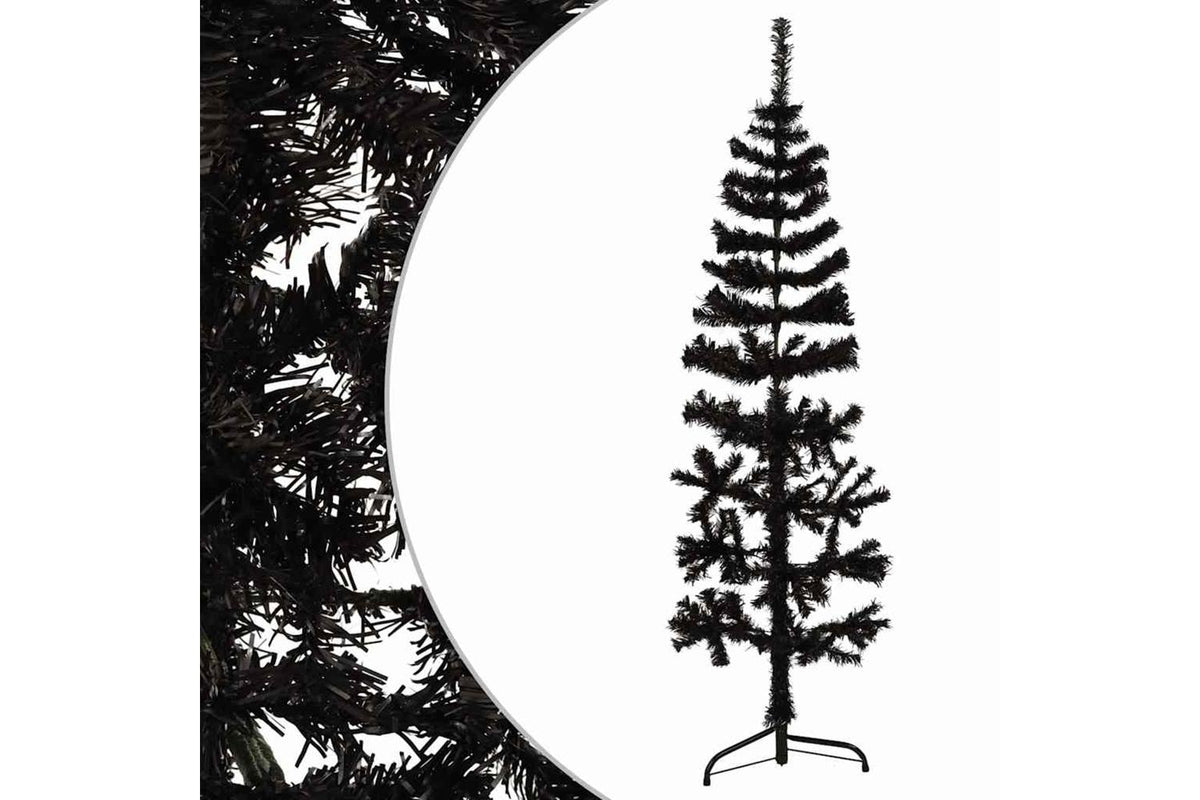 Vidaxl Slim Artificial Half Christmas Tree With Stand Black 150 Cm-3