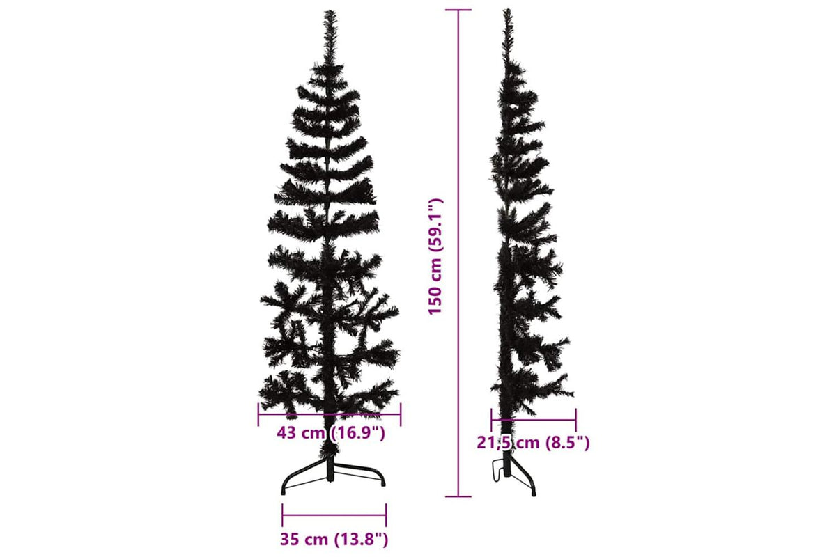 Vidaxl Slim Artificial Half Christmas Tree With Stand Black 150 Cm-9