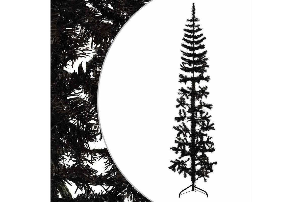 Vidaxl Slim Artificial Half Christmas Tree With Stand Black 180 Cm-3