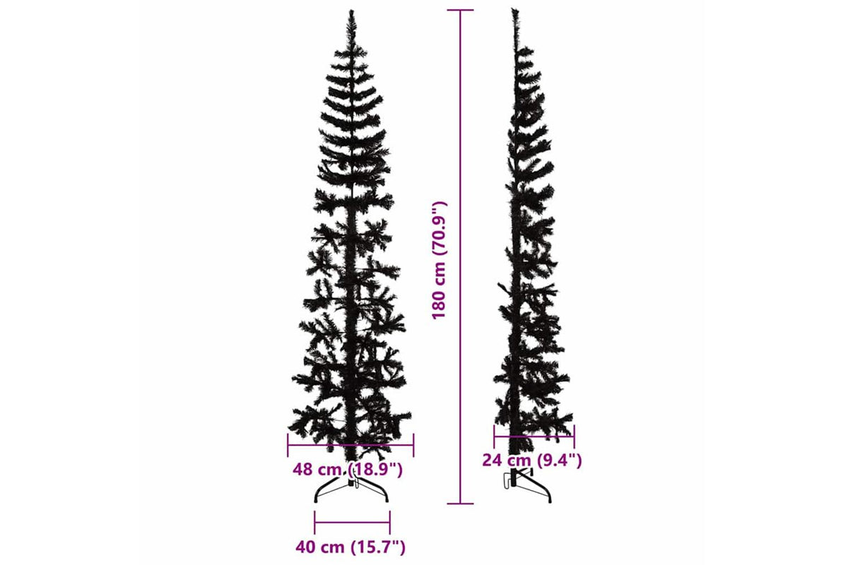 Vidaxl Slim Artificial Half Christmas Tree With Stand Black 180 Cm-8