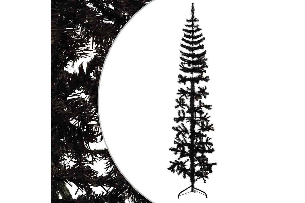 Vidaxl Slim Artificial Half Christmas Tree With Stand Black 240 Cm-3