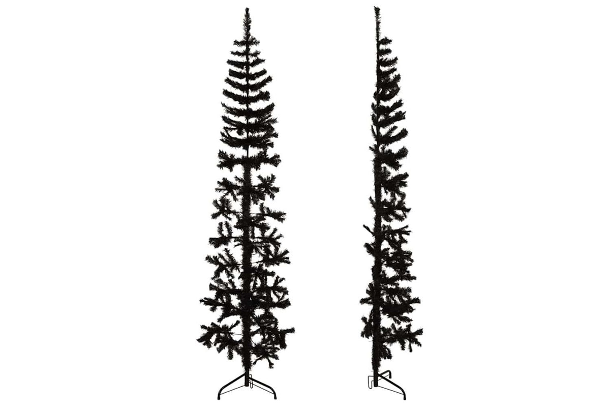 Vidaxl Slim Artificial Half Christmas Tree With Stand Black 240 Cm-4