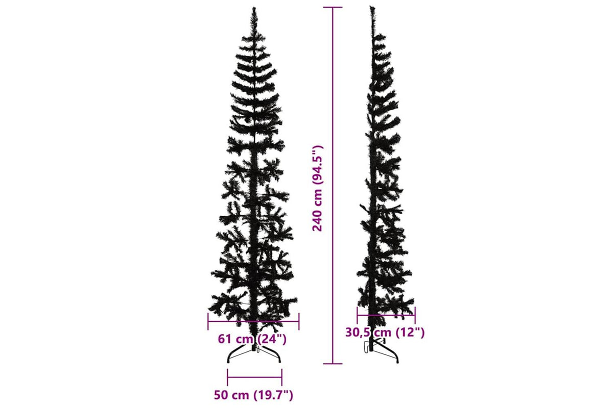 Vidaxl Slim Artificial Half Christmas Tree With Stand Black 240 Cm-9