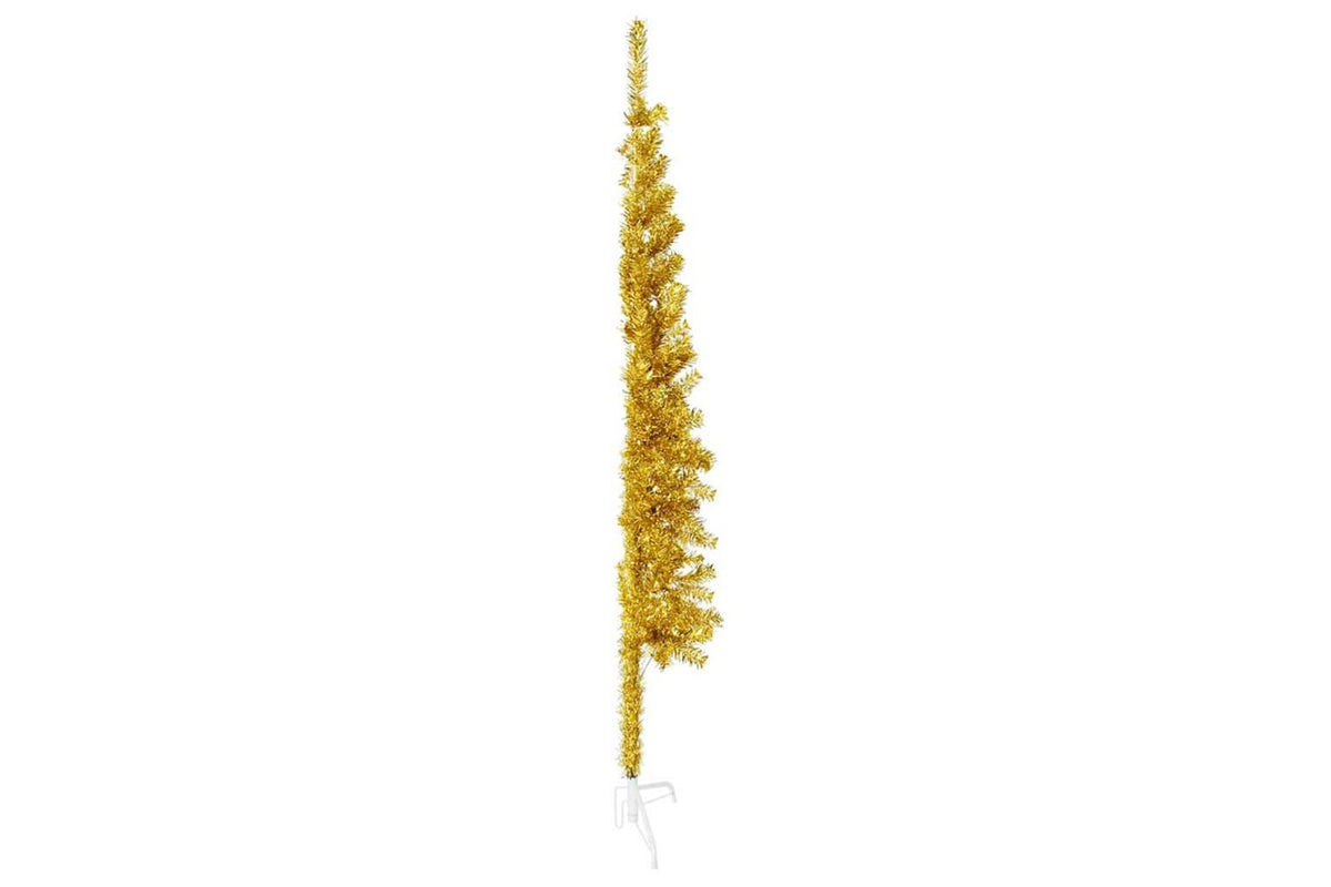 Vidaxl Slim Artificial Half Christmas Tree With Stand Gold 120 Cm-4