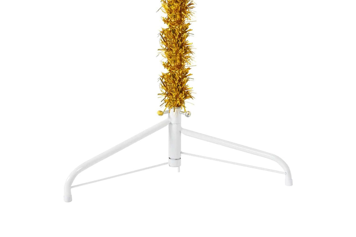 Vidaxl Slim Artificial Half Christmas Tree With Stand Gold 120 Cm-7