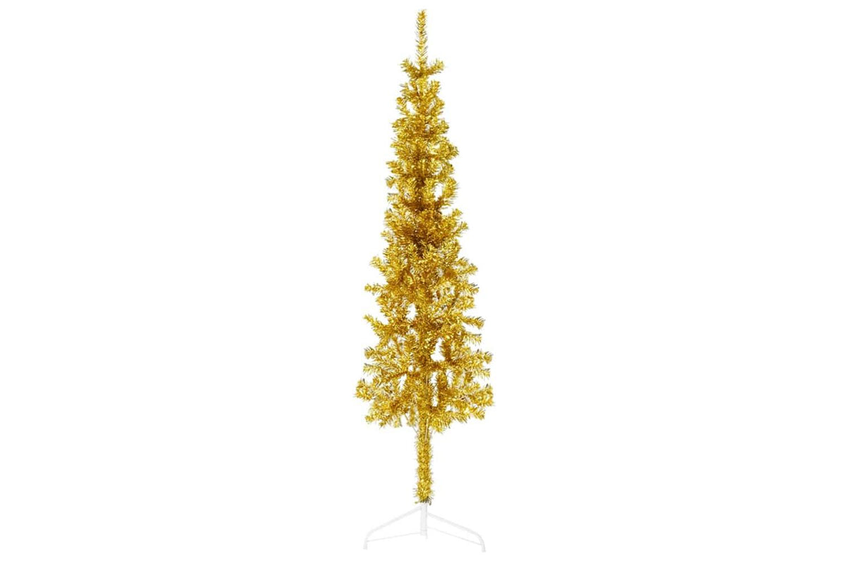 Vidaxl Slim Artificial Half Christmas Tree With Stand Gold 150 Cm
