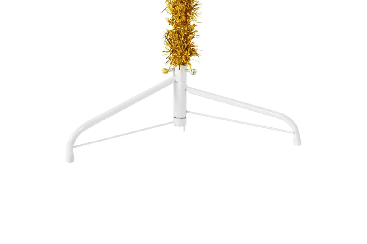 Vidaxl Slim Artificial Half Christmas Tree With Stand Gold 150 Cm-6