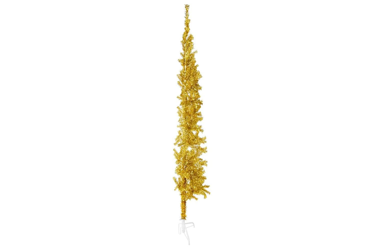 Vidaxl Slim Artificial Half Christmas Tree With Stand Gold 180 Cm-4