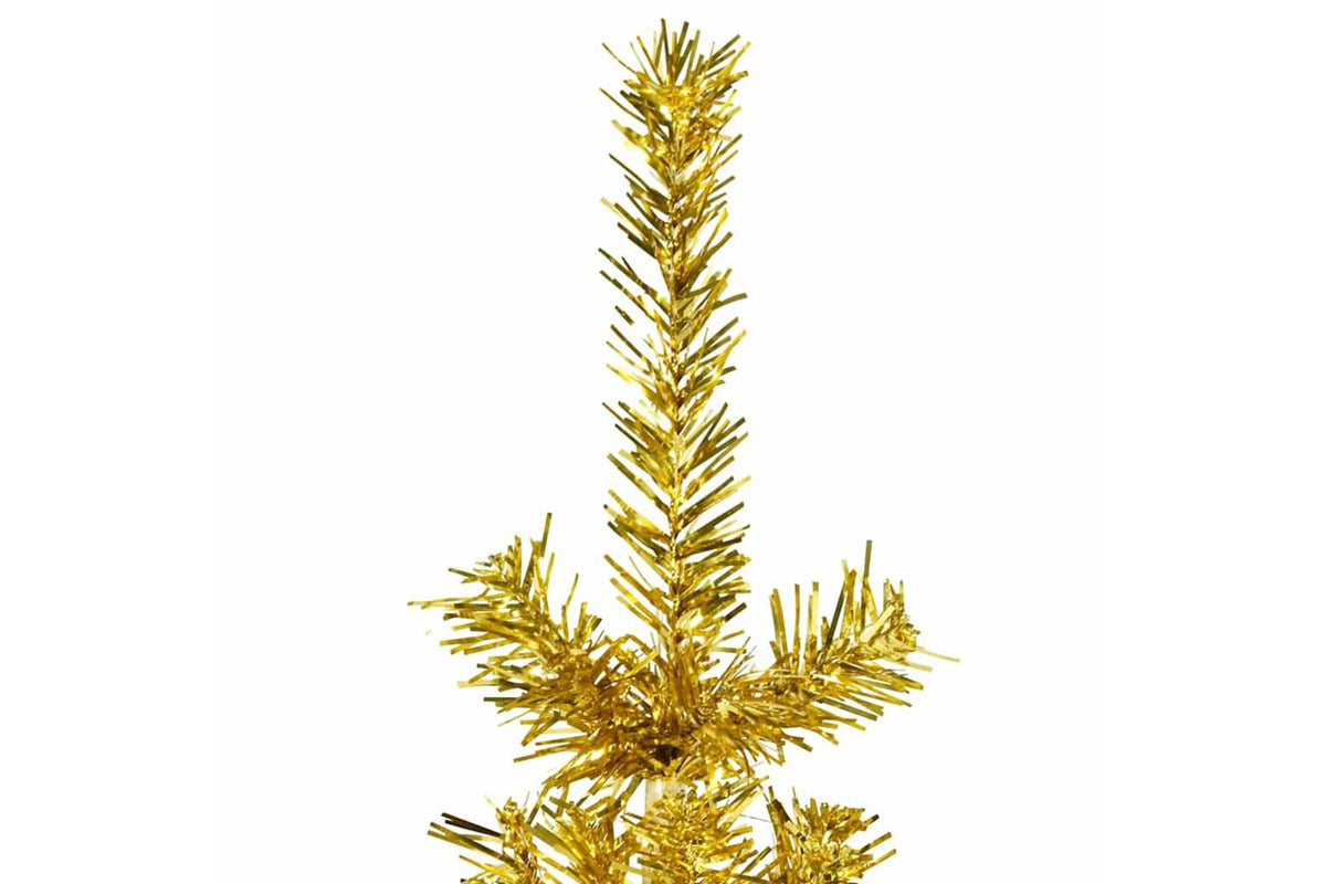 Vidaxl Slim Artificial Half Christmas Tree With Stand Gold 210 Cm-4
