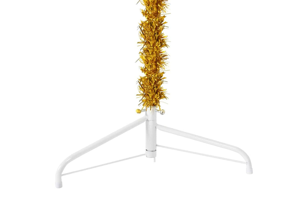 Vidaxl Slim Artificial Half Christmas Tree With Stand Gold 240 Cm-7