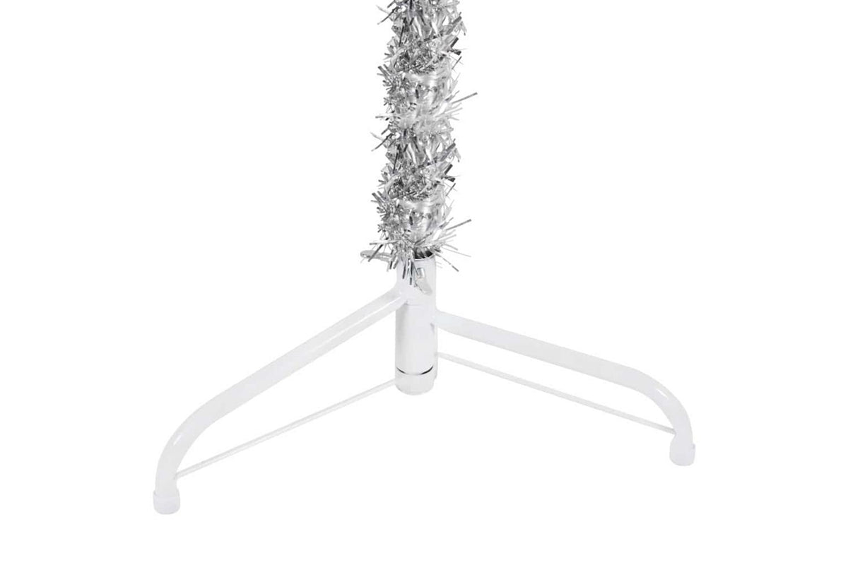 Vidaxl Slim Artificial Half Christmas Tree With Stand Silver 120 Cm-7