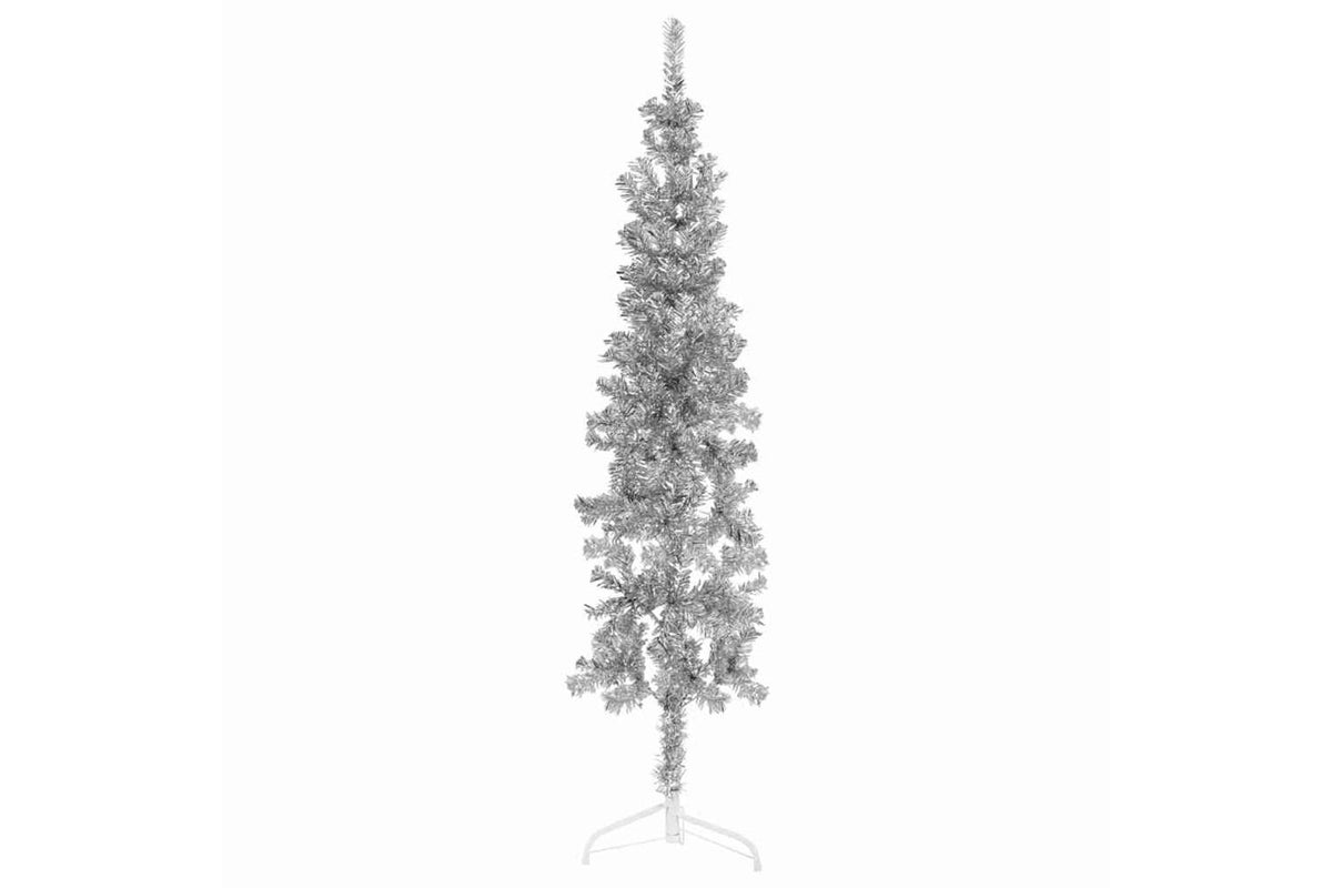Vidaxl Slim Artificial Half Christmas Tree With Stand Silver 180 Cm
