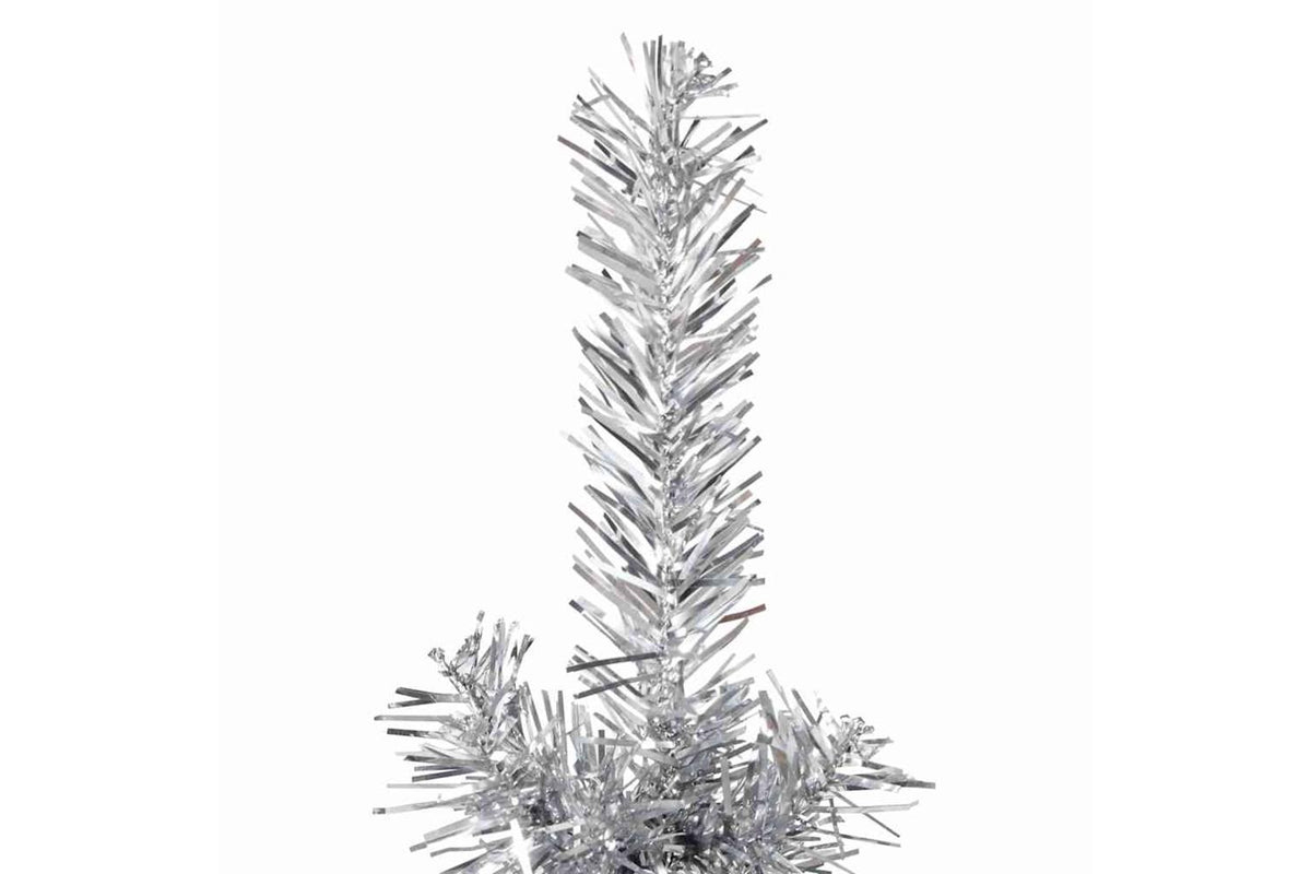 Vidaxl Slim Artificial Half Christmas Tree With Stand Silver 180 Cm-6