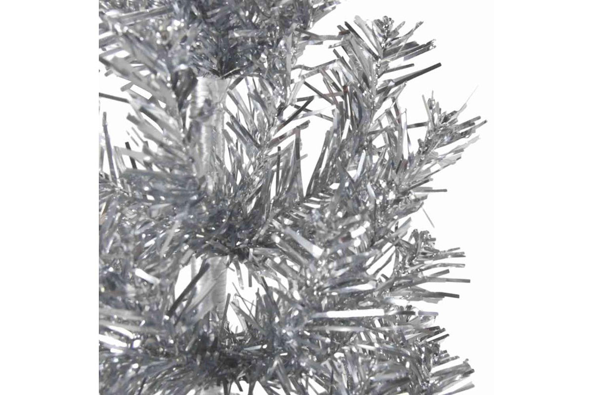 Vidaxl Slim Artificial Half Christmas Tree With Stand Silver 210 Cm-5