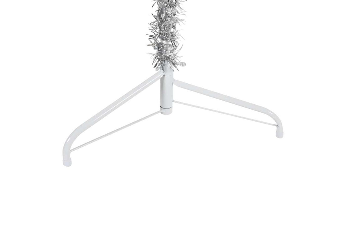 Vidaxl Slim Artificial Half Christmas Tree With Stand Silver 210 Cm-6
