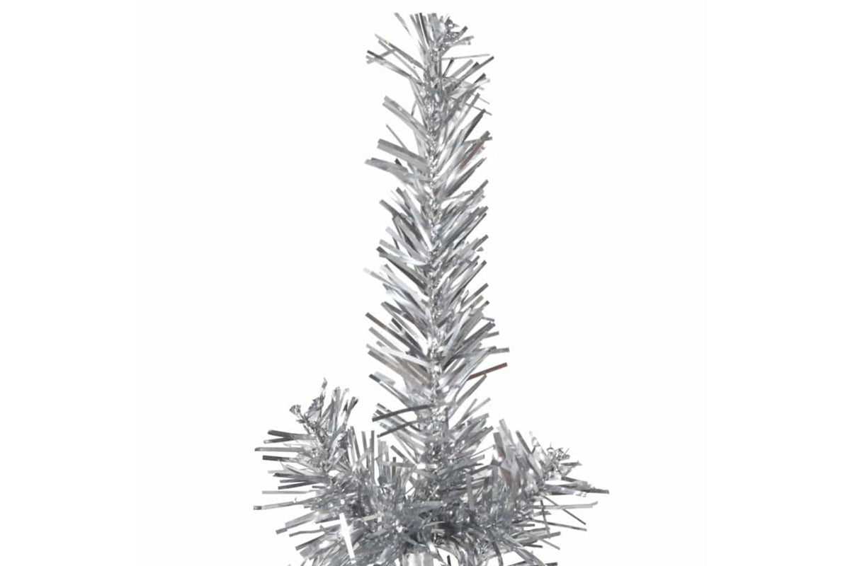 Vidaxl Slim Artificial Half Christmas Tree With Stand Silver 240 Cm-5