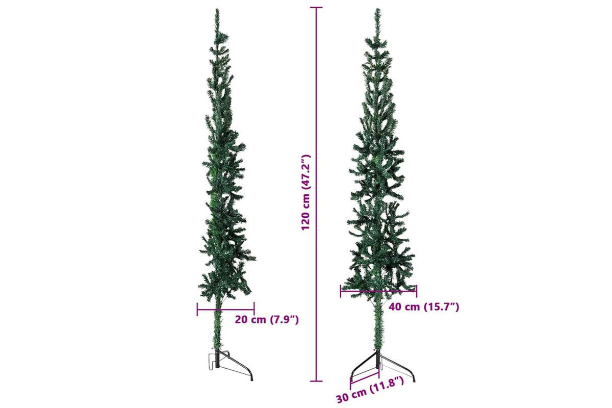 Vidaxl Slim Artificial Half Christmas Tree With Stand Green 120 Cm-8