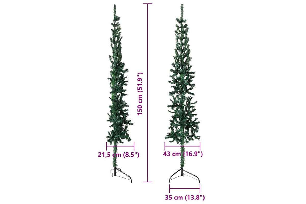 Vidaxl Slim Artificial Half Christmas Tree With Stand Green 150 Cm-9