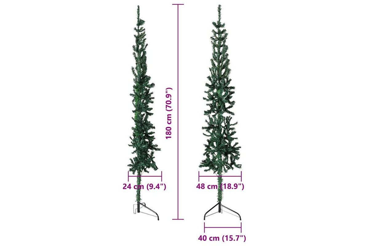 Vidaxl Slim Artificial Half Christmas Tree With Stand Green 180 Cm-8