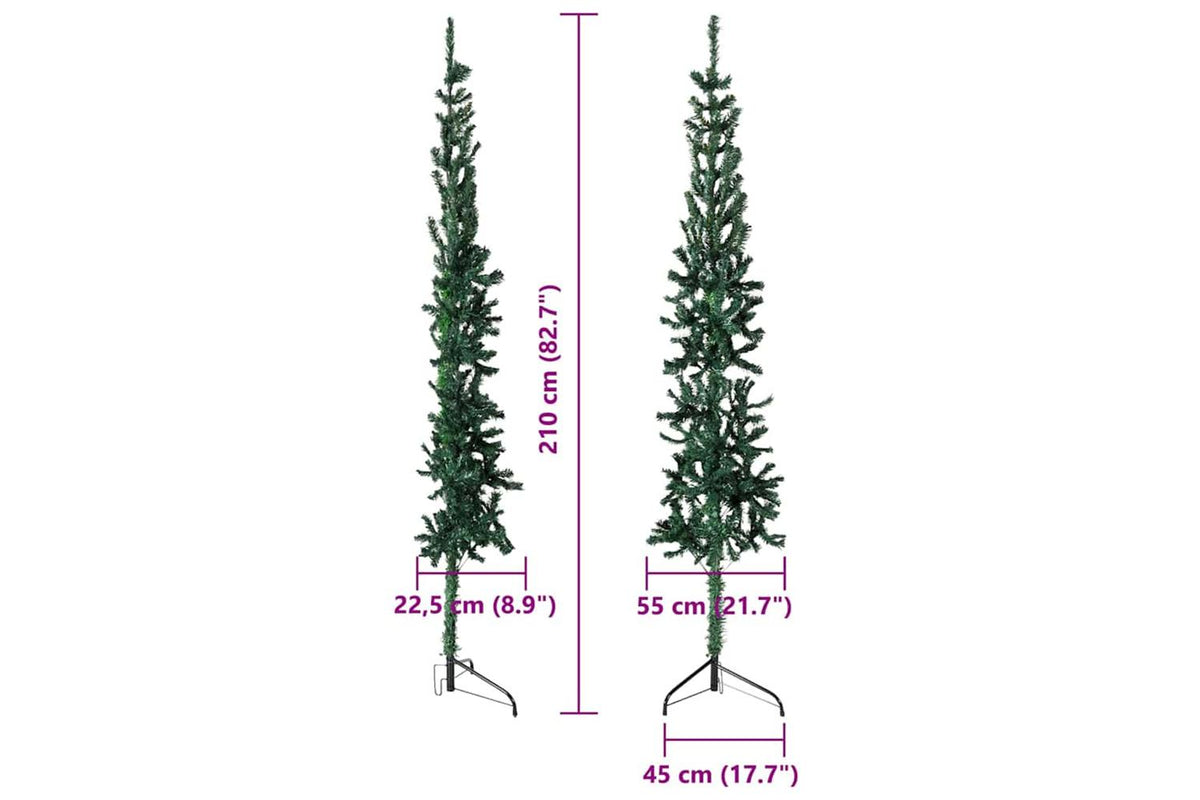 Vidaxl Slim Artificial Half Christmas Tree With Stand Green 210 Cm-7