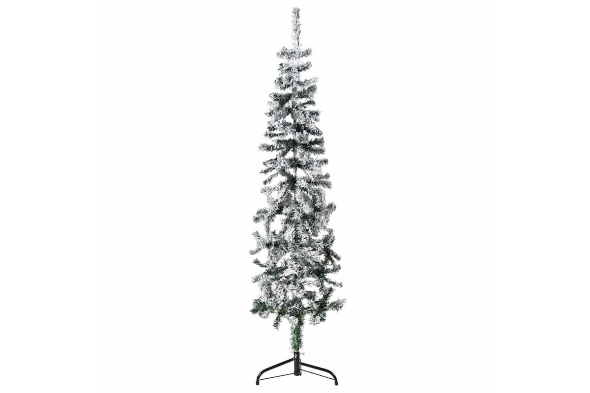 Vidaxl Slim Artificial Half Christmas Tree With Flocked Snow 150 Cm