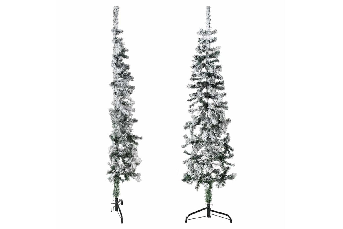 Vidaxl Slim Artificial Half Christmas Tree With Flocked Snow 150 Cm-4