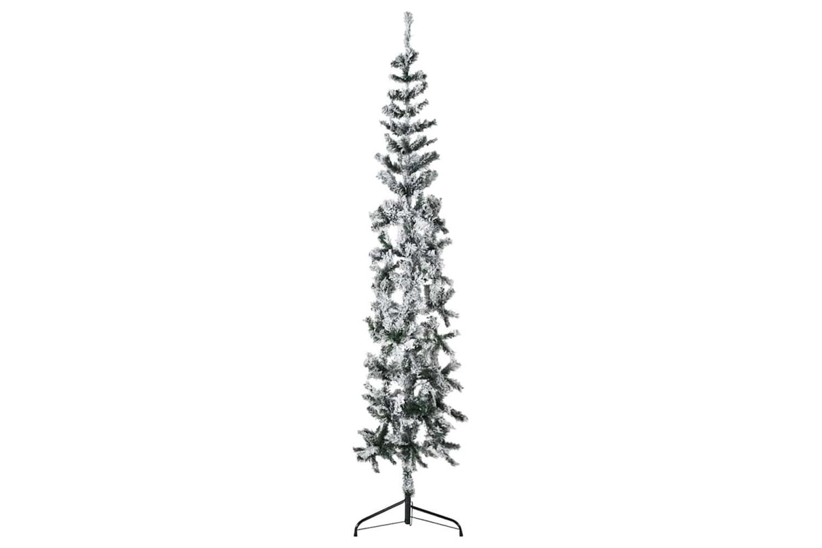 Vidaxl Slim Artificial Half Christmas Tree With Flocked Snow 180 Cm-2