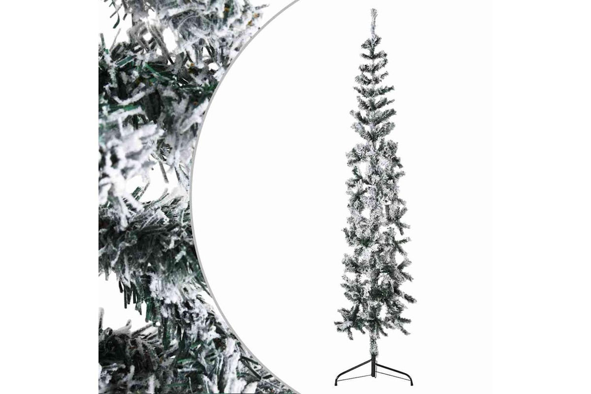 Vidaxl Slim Artificial Half Christmas Tree With Flocked Snow 180 Cm-3