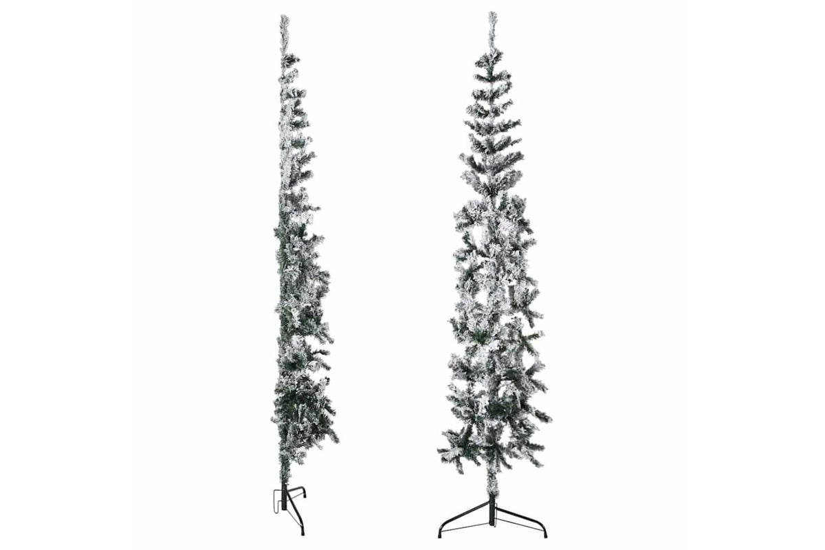 Vidaxl Slim Artificial Half Christmas Tree With Flocked Snow 240 Cm-4
