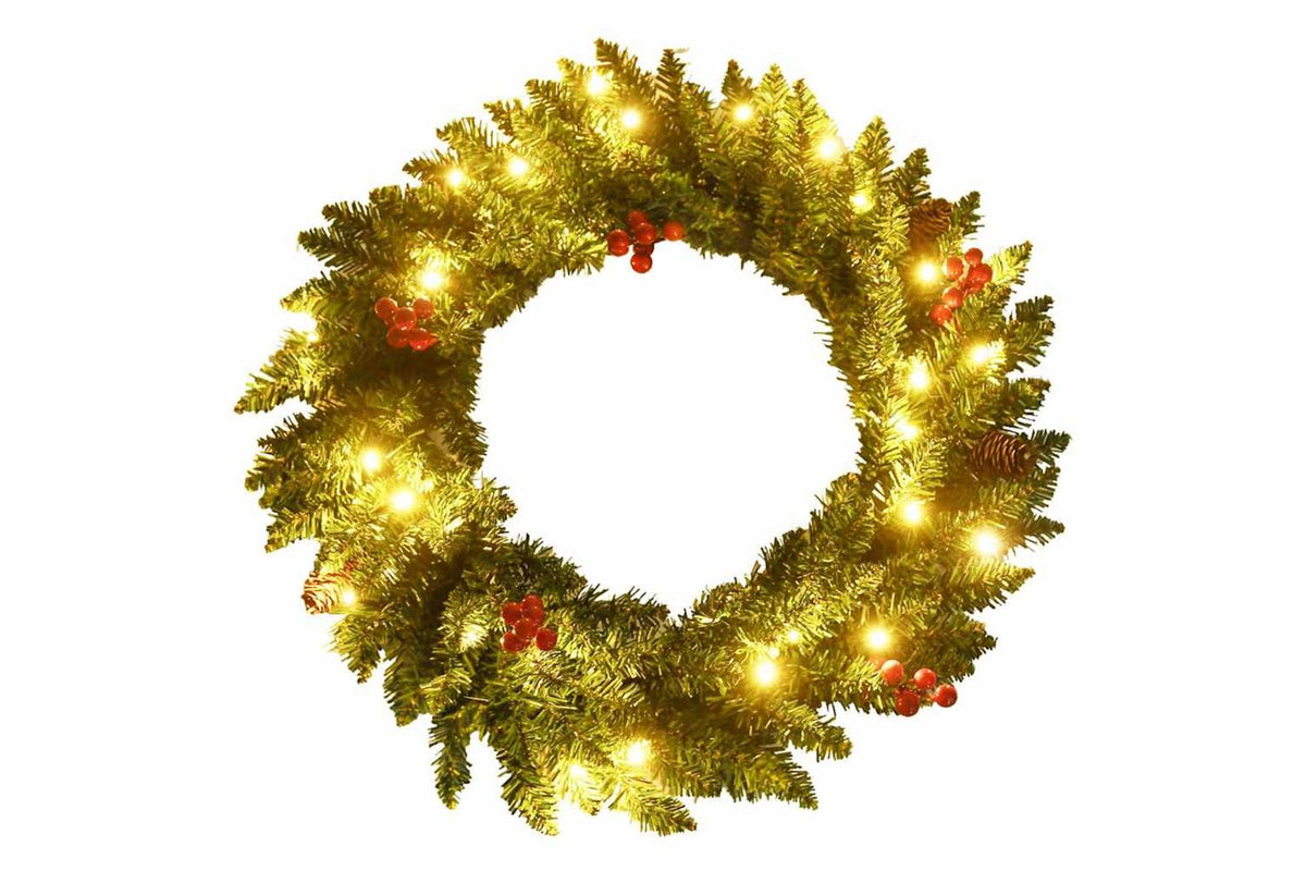 Vidaxl Artificial Christmas Trees 2 Pcs With Wreath Garland And Leds-7