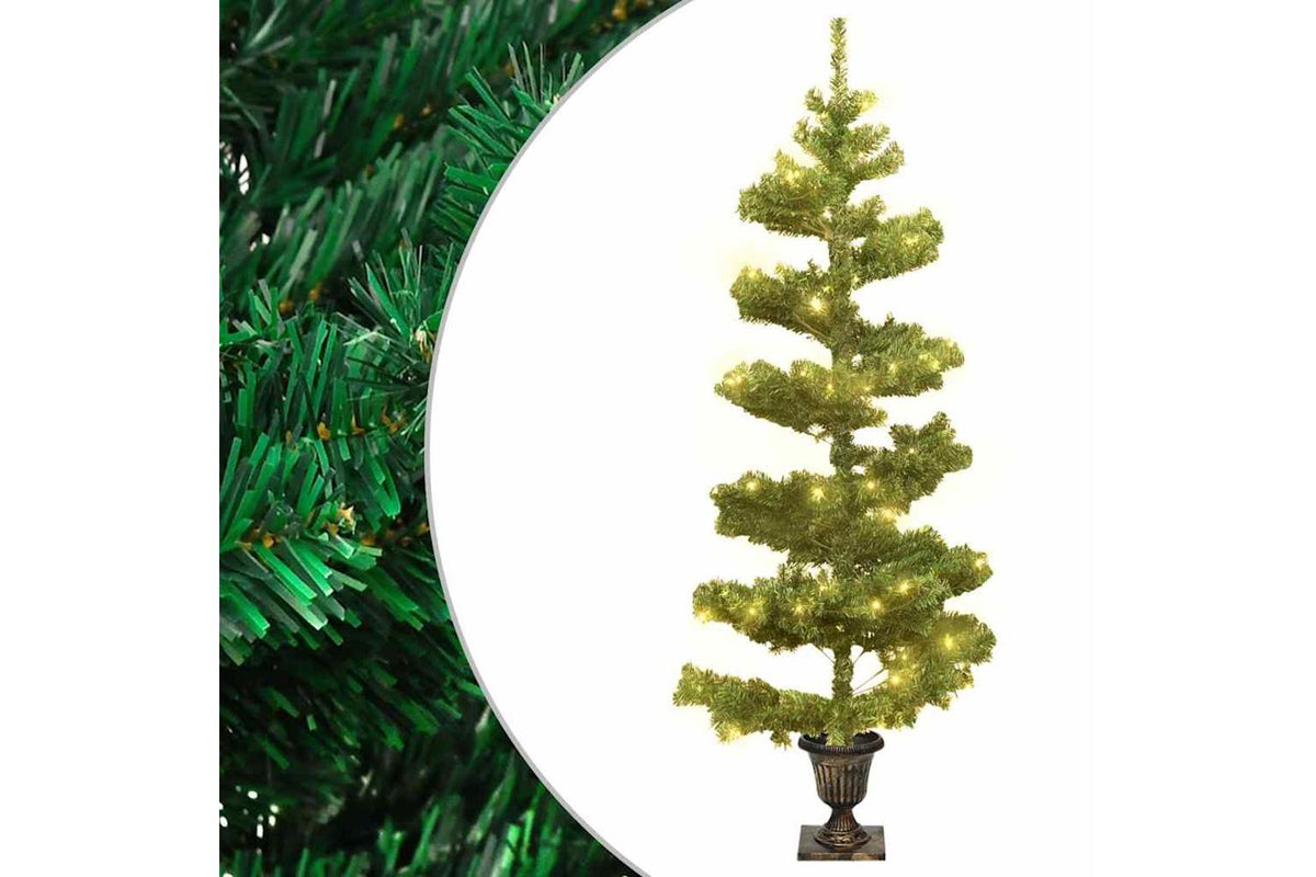 Vidaxl Swirl Pre-lit Christmas Tree With Pot Green 120 Cm Pvc