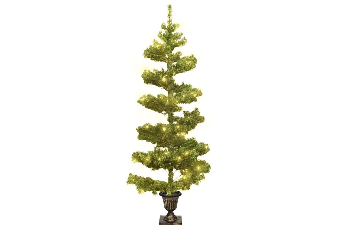 Vidaxl Swirl Pre-lit Christmas Tree With Pot Green 120 Cm Pvc-2
