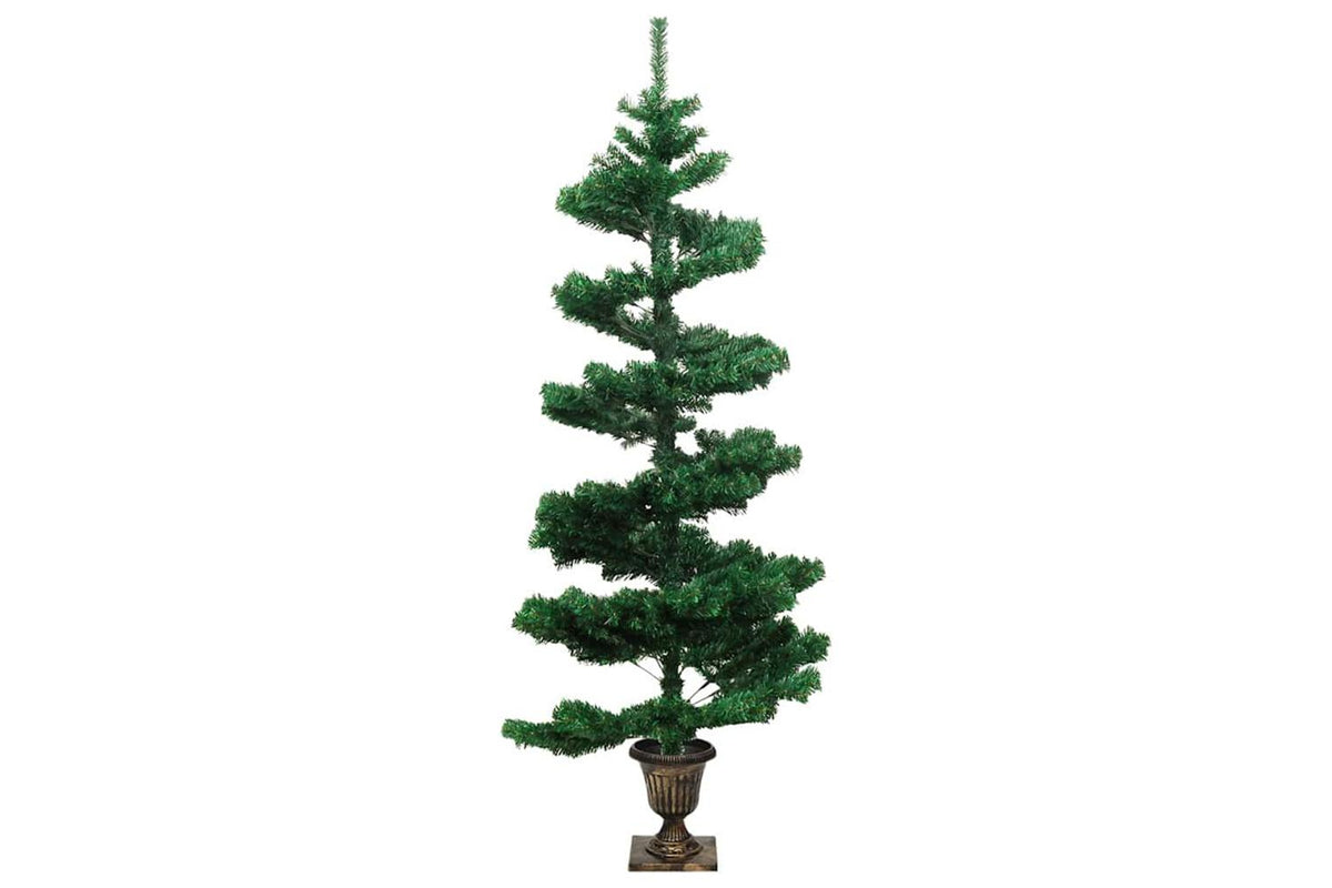 Vidaxl Swirl Pre-lit Christmas Tree With Pot Green 120 Cm Pvc-3