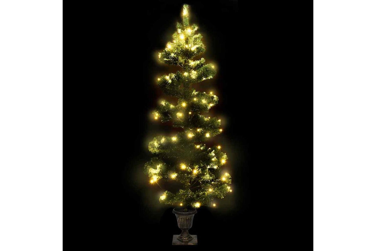Vidaxl Swirl Pre-lit Christmas Tree With Pot Green 120 Cm Pvc-9